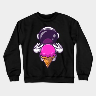 Astronaut Fortune Telling with Planet Ice Cream Cartoon Crewneck Sweatshirt